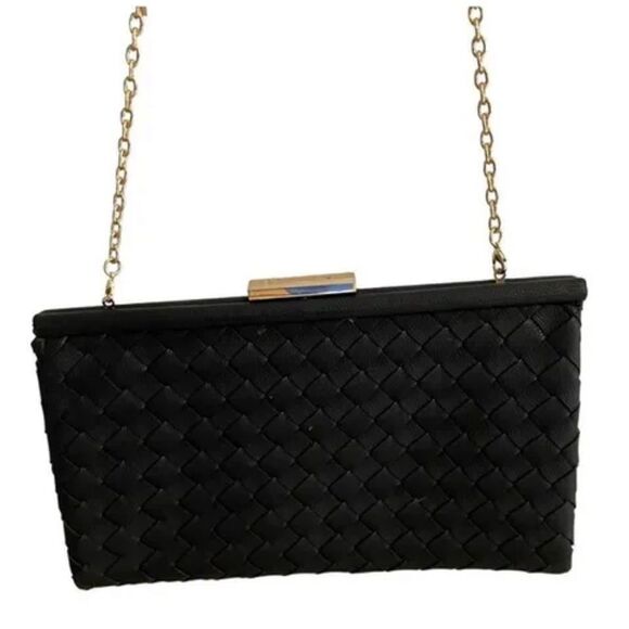 Sondra Roberts Woven Leather Frame Clutch - Picture 1 of 11